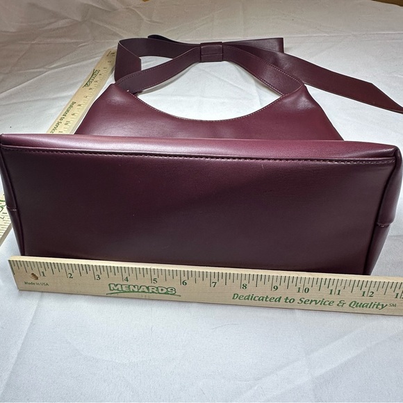 AOTA Anthropologie Wine Bow Shoulder Bag Slouchy Hobo Coquette Vegan Recycled - Picture 4 of 16